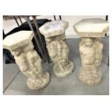 3 Plaster Cherub Pedestals