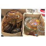 2 Large Boxes Amber Glass