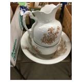 Wash Bowl & Pitcher, Chamber pot cracked