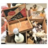 Wood Advertising Tack Box, misc.