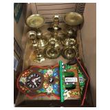 German Clock, Brass Candle Sticks
