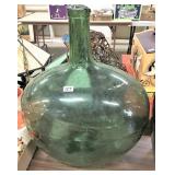 Large Green Demijon, spout uneven