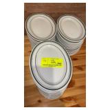 OVAL DISHES, GREEN STRIPES