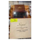 3X WOOD BOXES. 1 WINE, 2 TEA