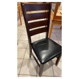 HIGH BACK WOOD CHAIRS BLACK VINYL SEAT