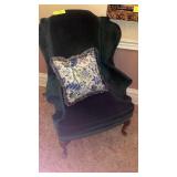 GREEN VELVET CHAIRS w PILLOWS