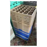 8 GLASS RACKS, 2 DOLLYS