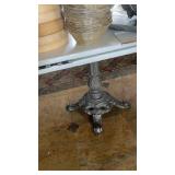 DROP LEAF TABLE, ORNATE IRON BASE