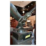 TIN EAGLE ON WOOD PEDESTAL 7