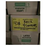 SMALL RACK AND CONTENTS (LATEX GLOVES AND FOOD