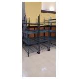 GREEN COATED METRO RACKS  ON WHEELS