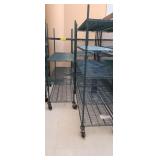 GREEN COATED  METRO RACKS  ON WHEELS