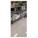 SS TABLE ON CASTERS  W/ DRAWER