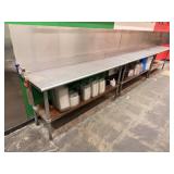 SS TABLE W BACKSPLASH AND UNDERSHELF (1X CAN