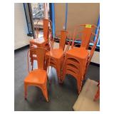ORANGE STACKABLE METAL CHAIRS