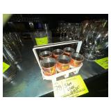 Shot glass set with metal basket