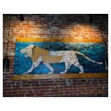 Lion relief mural brick wall painting