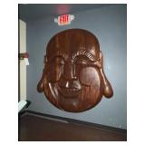 Large Wooden Buddha Face Wall Art