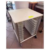 Mobile Sheet Pan Rack with Cutting Board Top