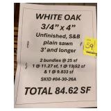 3/4" x 4" White Oak S&B, plain sawn, 3