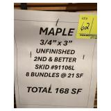 3/4" x 3" Maple unfinished 2nd & better - 8