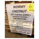 3/4" Wormy Chestnut unfinished - 3" (8 bdls)
