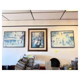 3 Framed European Cityscape Prints