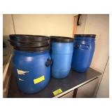 Blue Plastic Storage Barrels