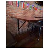 Wall-Mounted Wooden Table With Metal Brackets