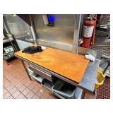 SS TABLE W BACKSPLASH AND DRAWER