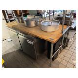 Butcher Block Table with Open Base and Overshelf