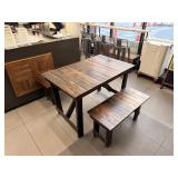 Rectangular Wood Dining Table With Benches