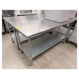 6 FT X 30 INCH SS TABLE ON CASTER W/ UNDERSHELF