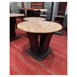 Round Marble Top Table With Wood Base