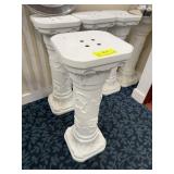 White Ceramic Pedestals with Floral Relief