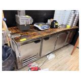 SS 3 1/2 DOOR LOWBOY REFRIGERATOR WOODEN TOP -