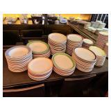 ASSORTED ROUND COLOR EDGE DISHES