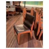 LEATHER SEAT WOODEN BASE CHAIR - MADE IN ITALY