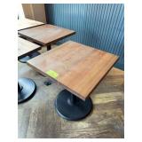 Square Wood Table with Black Pedestal Base
