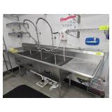 3 COMPARTMENT SINK W/ DOUBLE SPRAYER FAUCETS