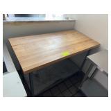 Butcher Top Metal Base w Undershelf Table