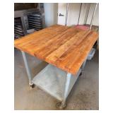 Wood Butcher Block Prep Table
