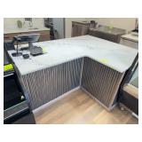 White Marble-Top L-Shaped Retail Counter