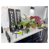 Signs, Artificial Plants And Decor Lot