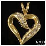 1.4 DWT 10 KT Gold Heart Pendant w/ Diamond 1.4 DWT 10 KT Gold Heart Pendant w/ Diamond