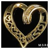 1.2 DWT 10 KT Gold Heart 'LOVE' Pendant w/ Diamo 1.2 DWT 10 KT Gold Heart 'LOVE' Pendant w/ Diamo
