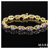 7.8 DWT 14 KT Gold w/ Diamonds & Gems Bracelet 7.8 DWT 14 KT Gold w/ Diamonds & Gems Bracelet