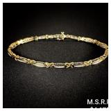 6.5 DWT 14 KT Gold w/ Diamond Bracelet 6.5 DWT 14 KT Gold w/ Diamond Bracelet
