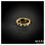 2.4 DWT 14 KT Gold w/ Diamond & Gems Ring Sz: 7 2.4 DWT 14 KT Gold w/ Diamond & Gems Ring Sz: 7