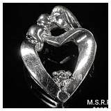 0.9 DWT 14 KT Wht Gold Heart Mom Pendant w/ 0.9 DWT 14 KT Wht Gold Heart Mom Pendant w/